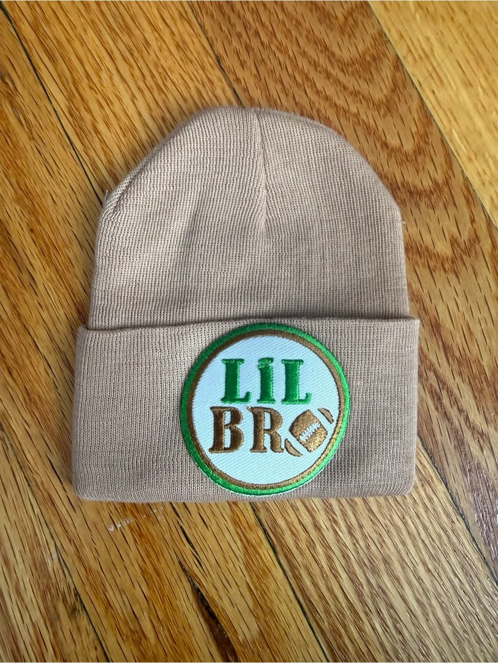 Lil Bro Tan Football Knit Beanie - Kids Accessories
